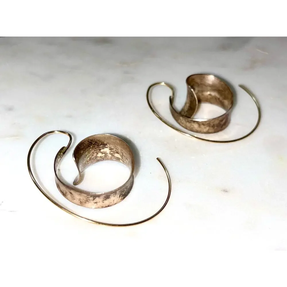 Gold and Copper Tone Spiral Threader Earrings - Elegant